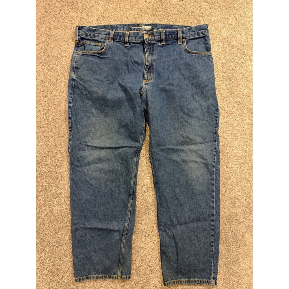 Carhartt Jeans Mens 44x32 Blue Relaxed Fit BD4943-M Straight Leg Denim Workwear*